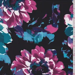 2 YD PC-Teal/Magenta Floral Crepe Georgette Fabric