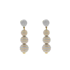 22K Multi Tone Gold Ball Drop Earrings W/ Glass Blast Textured Designs