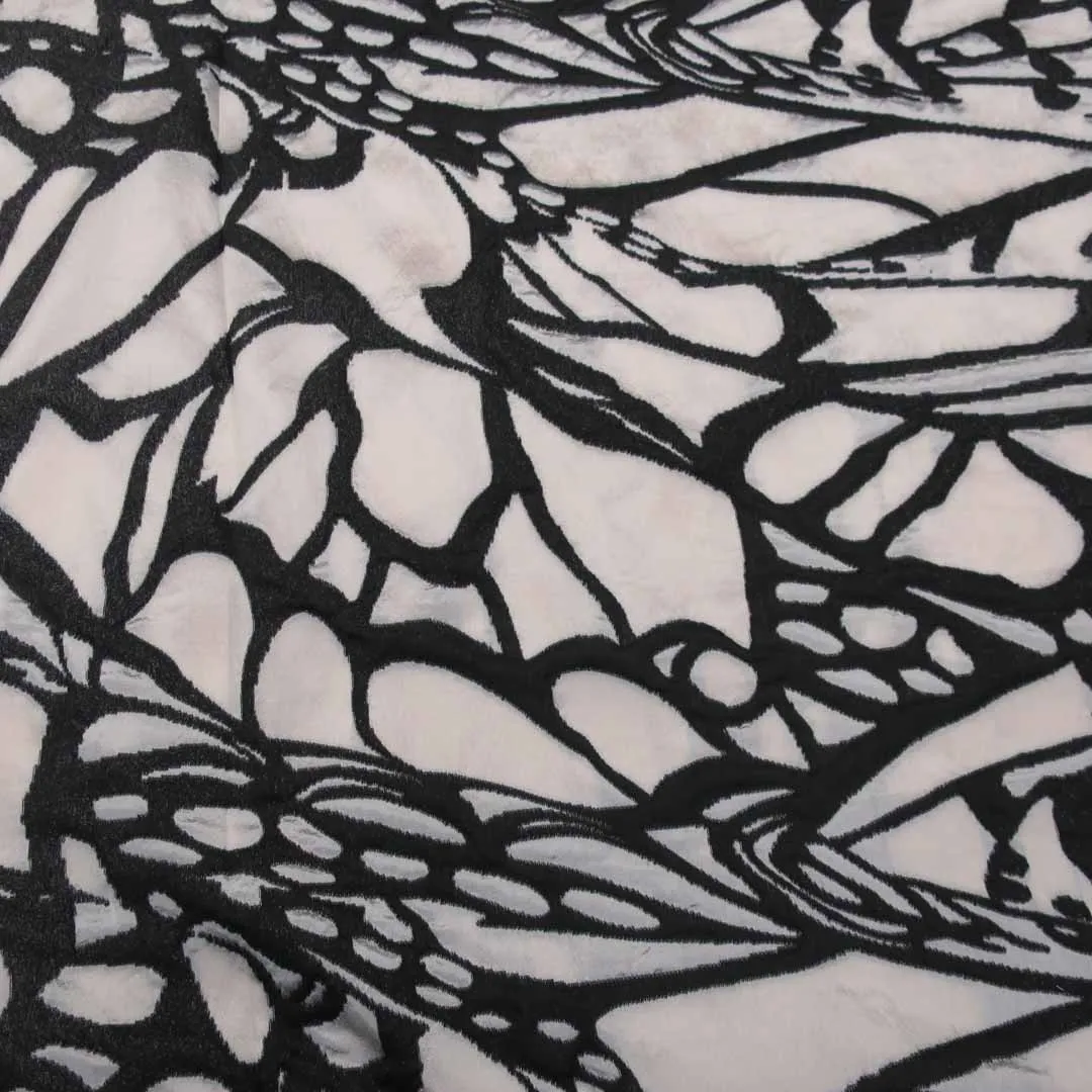 Abstract Textured Black and White Brocade Fabric