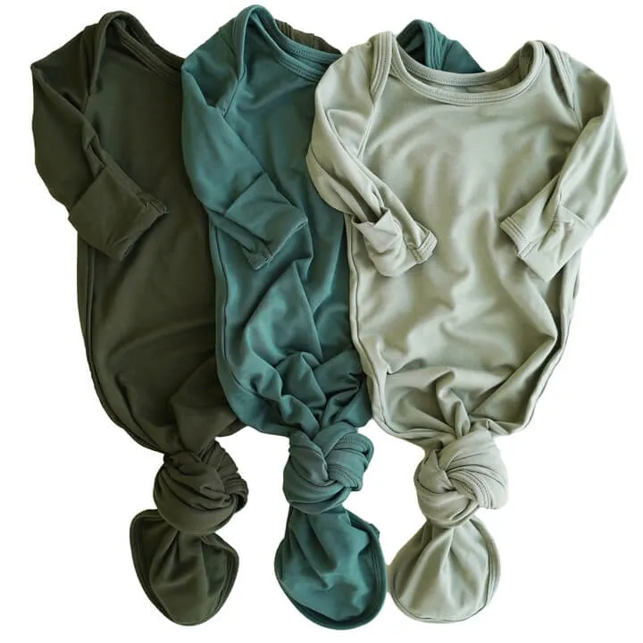 Bamboo Newborn Baby Knot Gown 3-Pack | Garden Greens