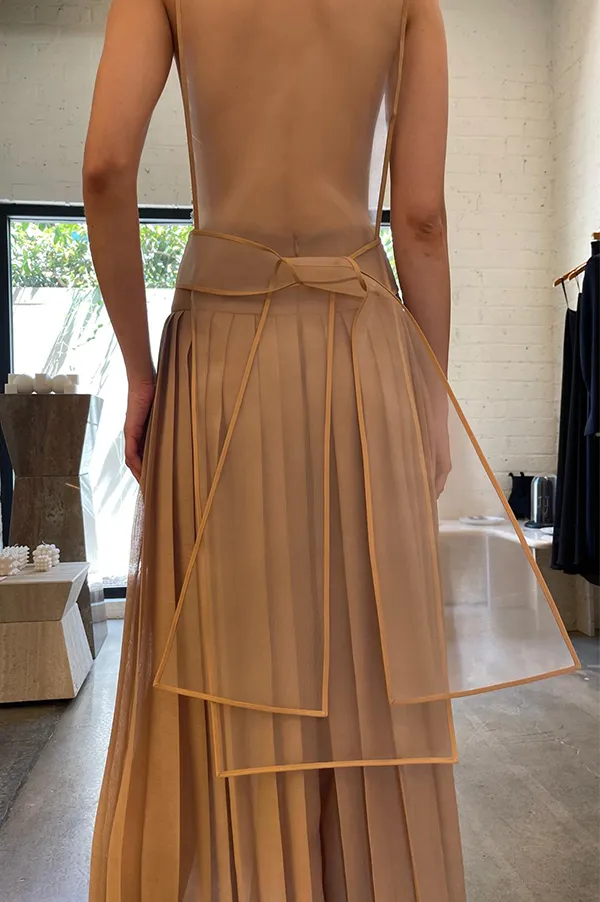 Beaded Apron Dress in Nude