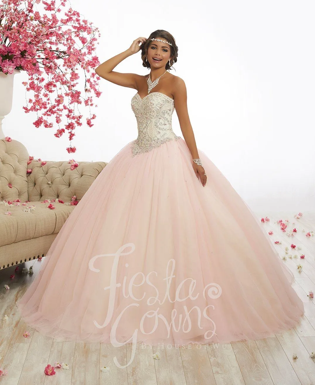 Beaded Strapless Quinceanera Dress by Fiesta Gowns 56337