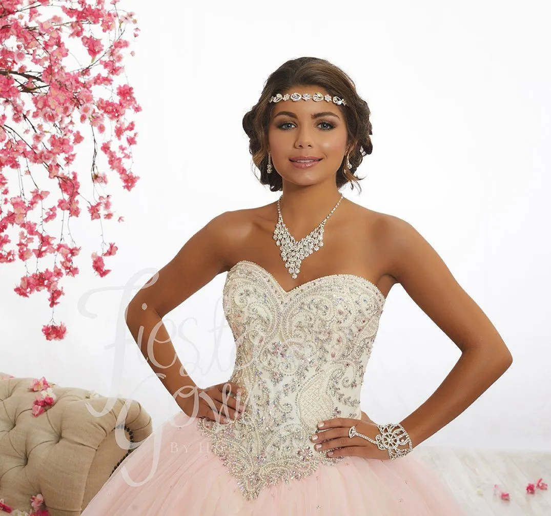 Beaded Strapless Quinceanera Dress by Fiesta Gowns 56337