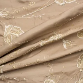 Beige Embroidered Silk Shantung (A 2m Piece)