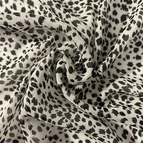 Black and White Brushstroke Print Chiffon Fabric