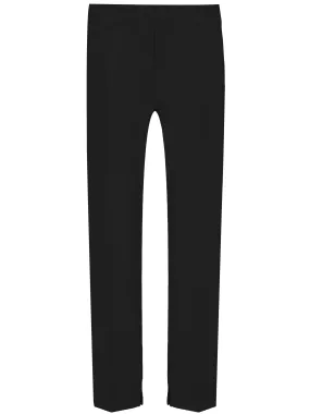 Black Wool Blend Trousers with Slits