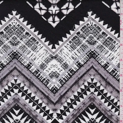 Black/Lavender/White Tribal Chevron Rayon Challis Fabric