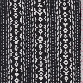 Black/White Zig Zag Stripe Challis Fabric