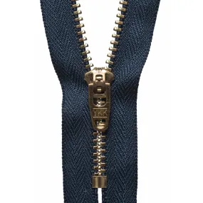 Brass Jeans Zip - 15cm/5.90in - Dark Navy