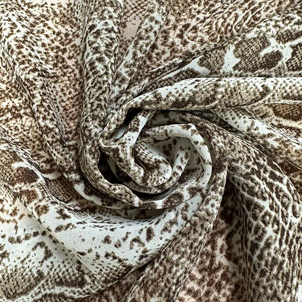 Brown Snakeskin Print Poly Chiffon Fabric