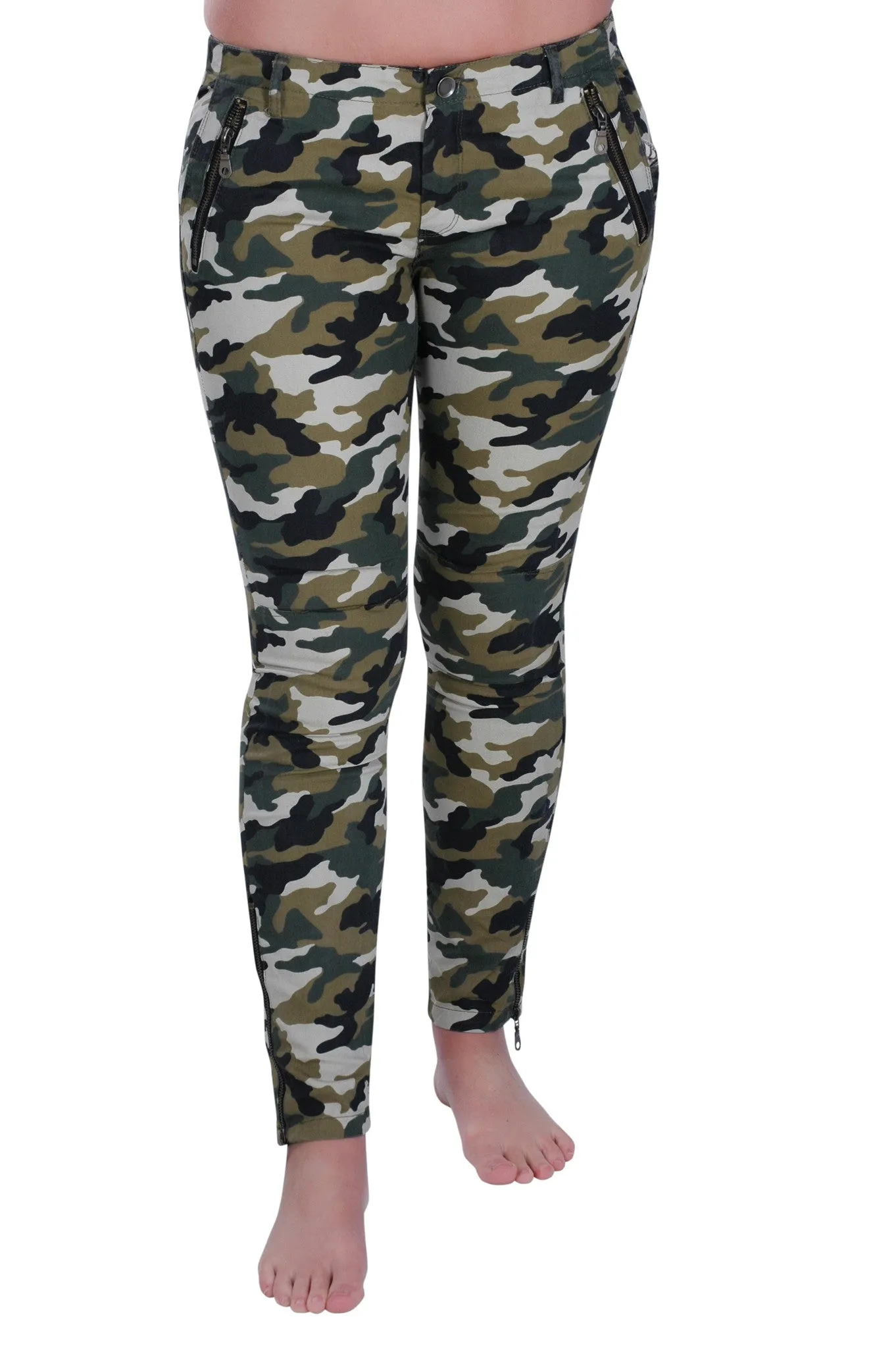 Camouflage Print Fitted Trousers