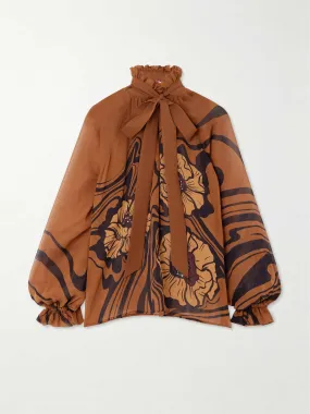 Cerere pussy-bow printed silk-georgette blouse