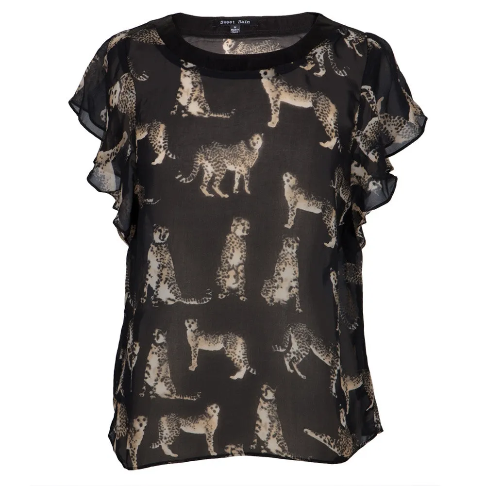 Cheetah All-Over Women's Short Sleeve Blouse