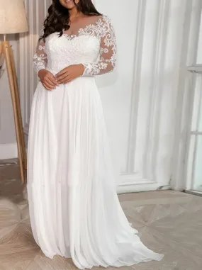 Chiffon Scroll Applique Wedding Gown All Sizes/Colors