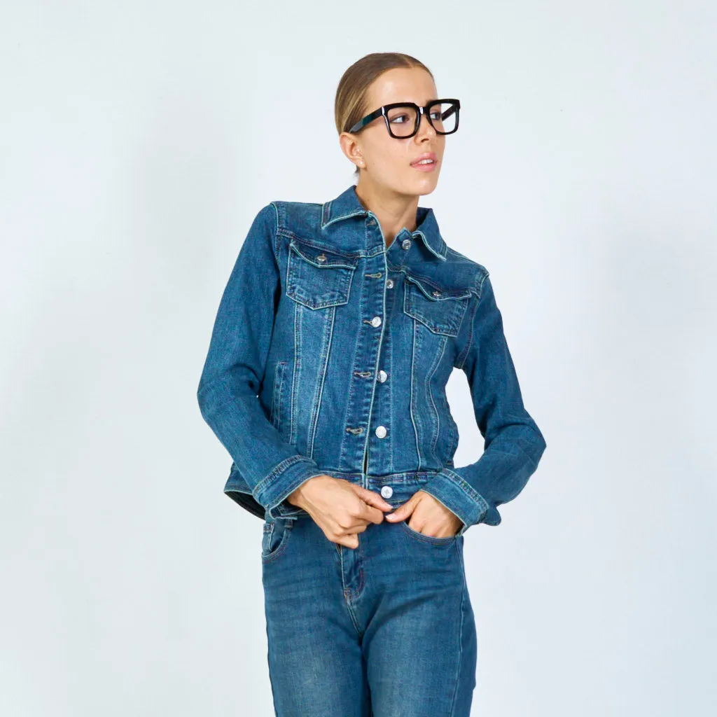 Classic fitted denim jacket wholesale