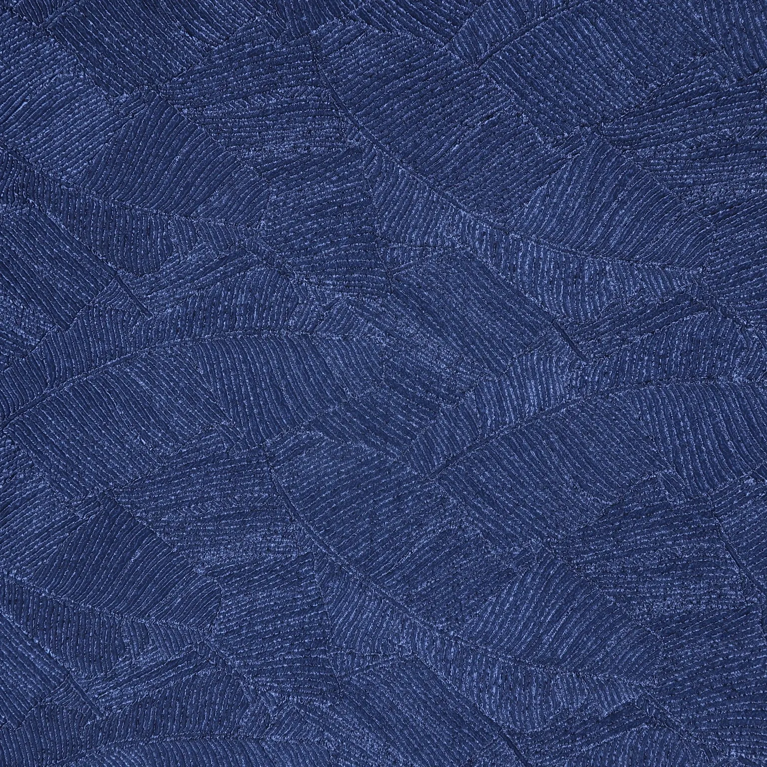 Dark Blue Abstract Leaves Textured Brocade Fabric