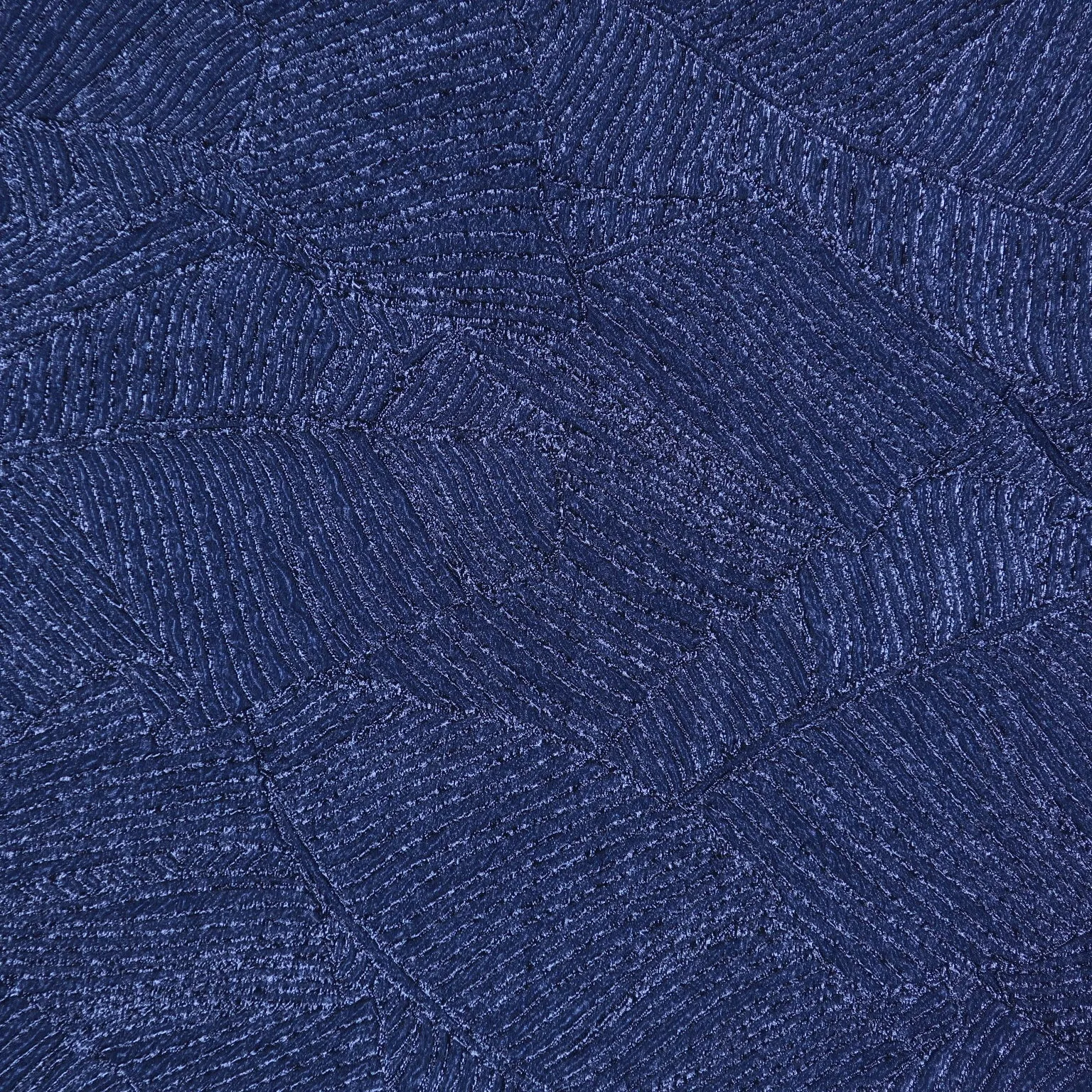 Dark Blue Abstract Leaves Textured Brocade Fabric