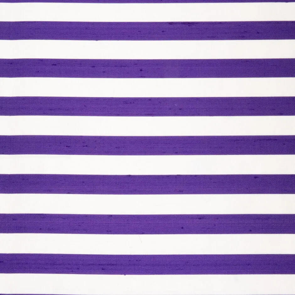 Deep Purple & Ivory Wide Striped Shantung