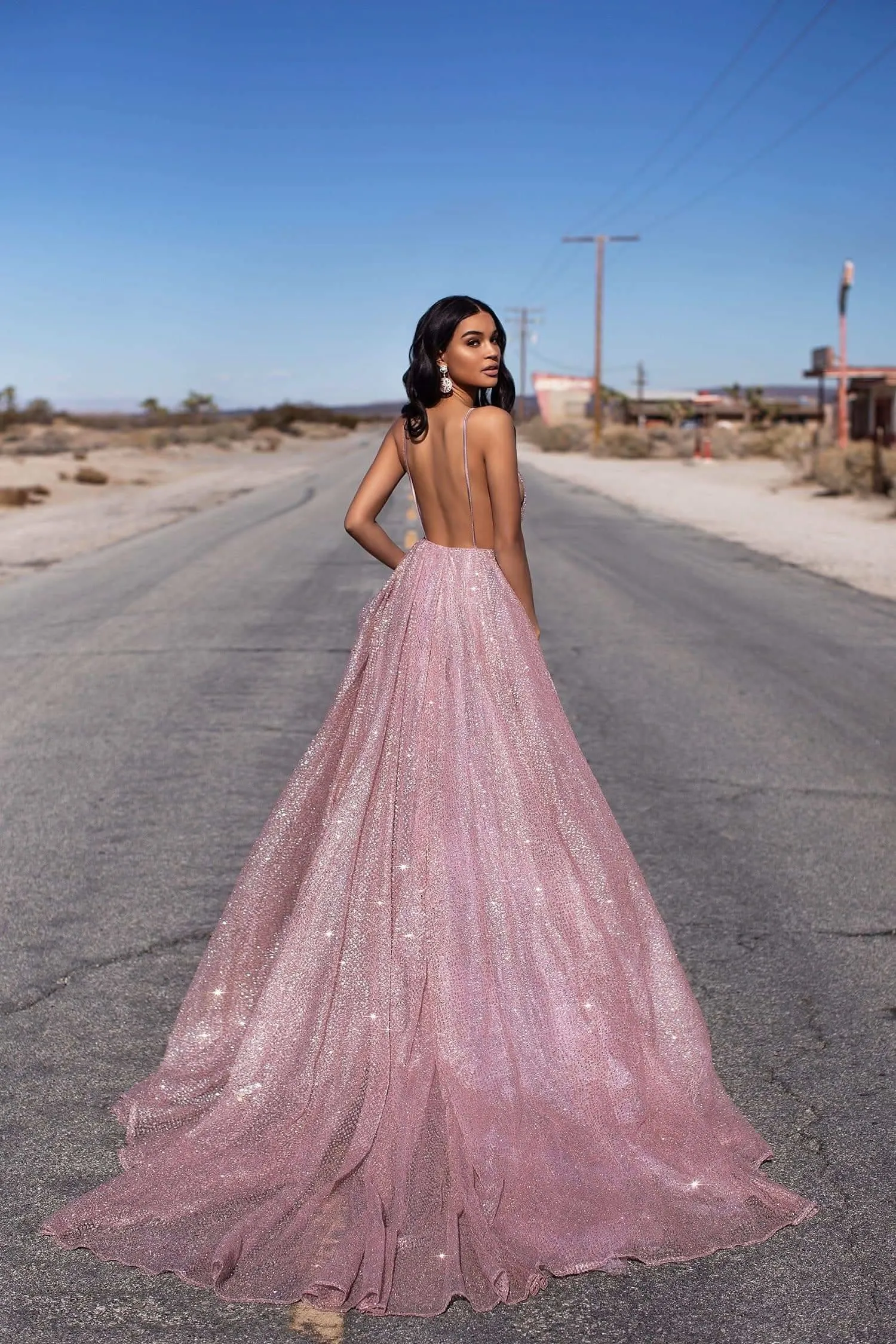 Electra Glitter Gown - Rose Gold