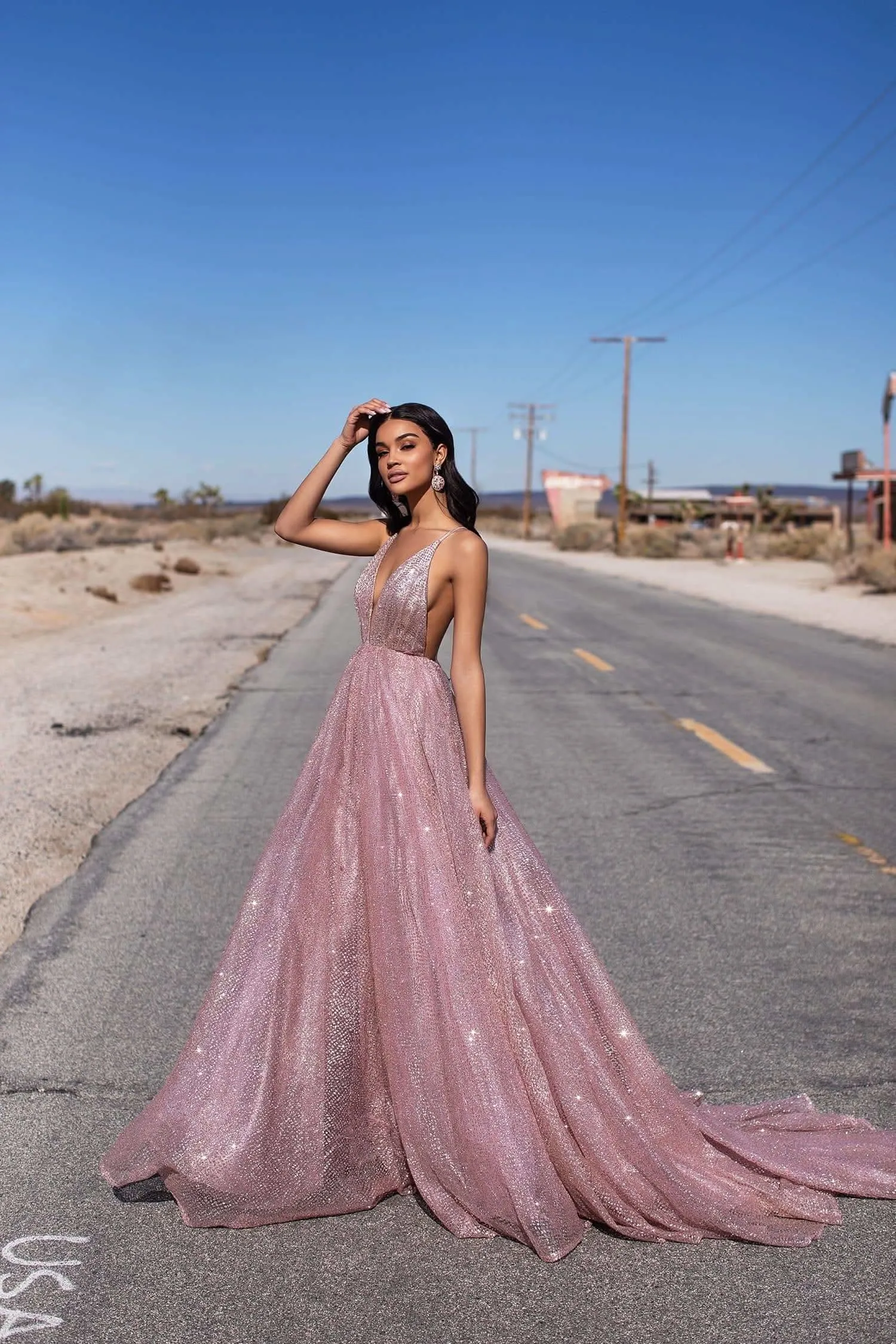 Electra Glitter Gown - Rose Gold