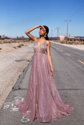 Electra Glitter Gown - Rose Gold