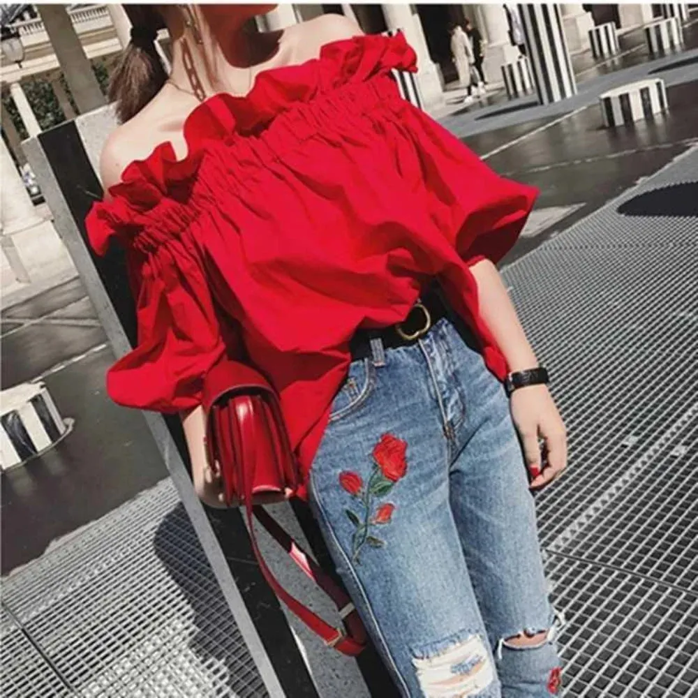 Elegant Off-Shoulder Ruffled Top for Women