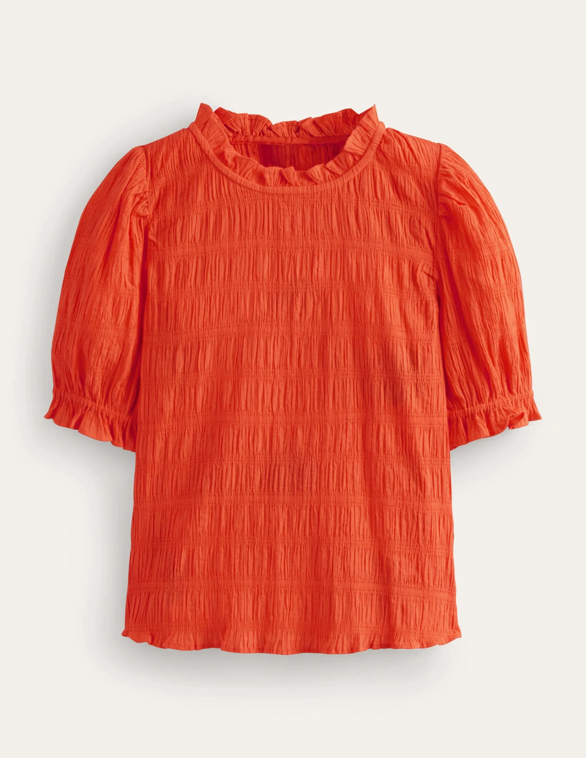 Fitted Textured Top-Vermillion Red