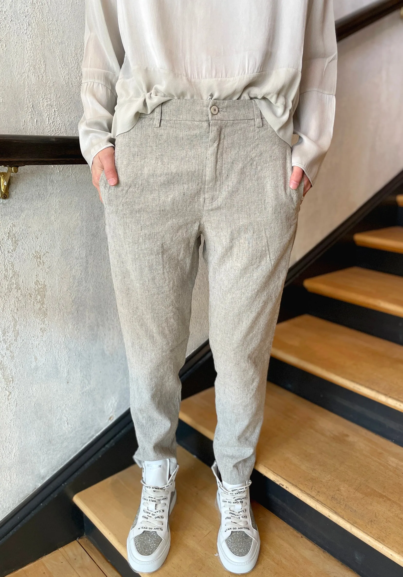 Fitted Trousers - Light Grey