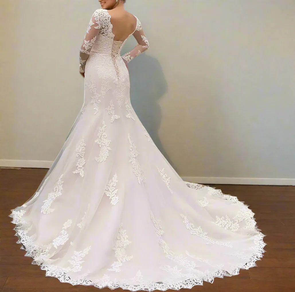 Floral Lace Trumpet Wedding Gown All Sizes/Colors