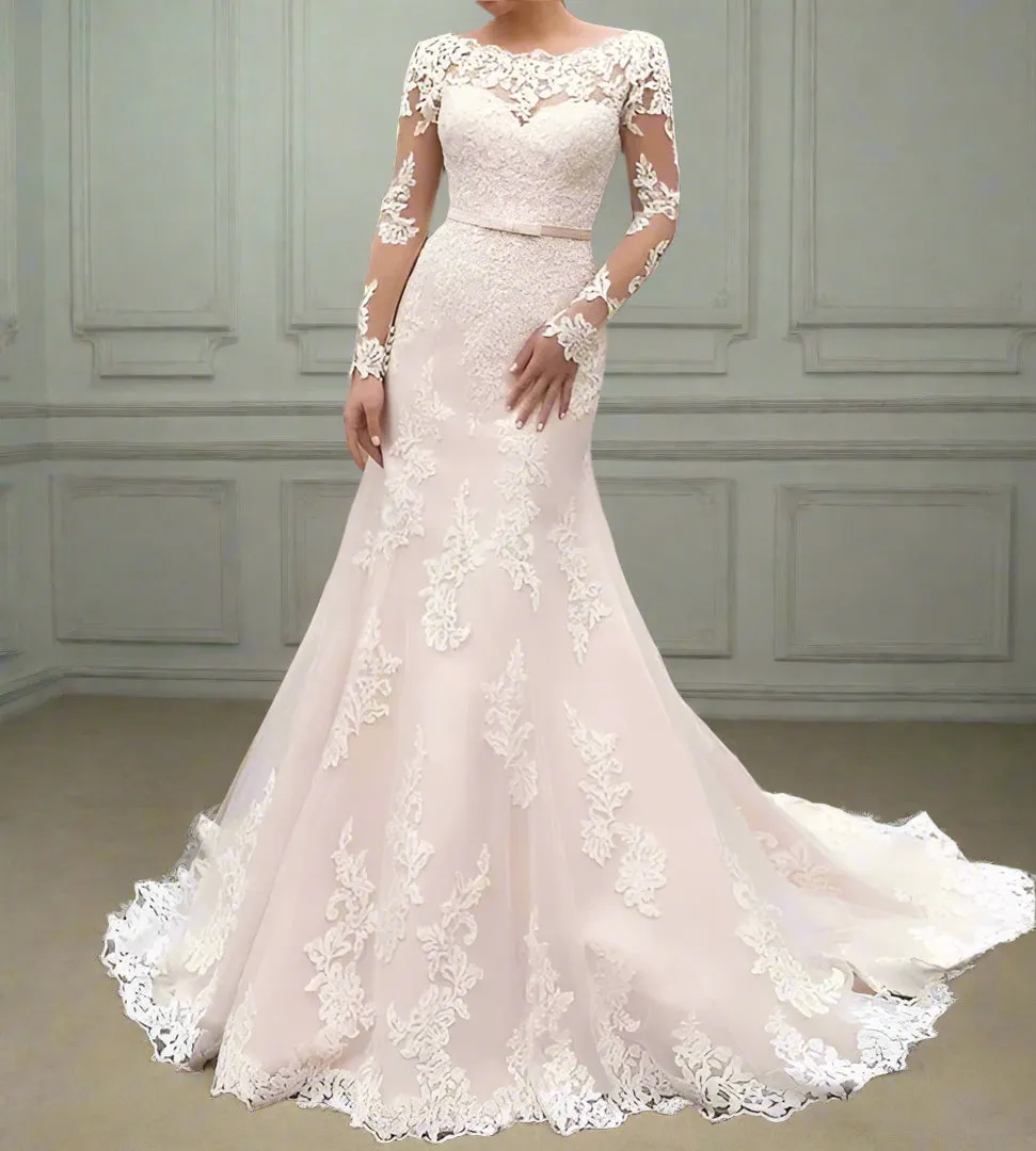 Floral Lace Trumpet Wedding Gown All Sizes/Colors