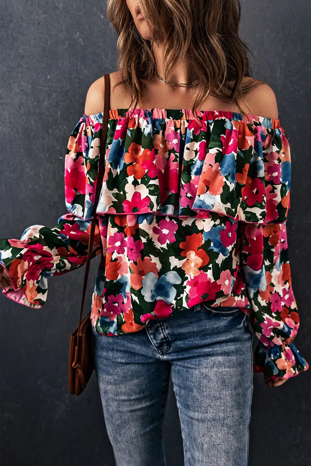 Floral Ruffled Off Shoulder Blouse