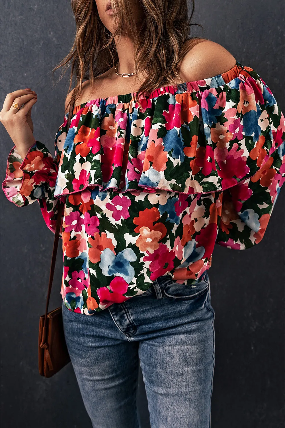 Floral Ruffled Off Shoulder Blouse