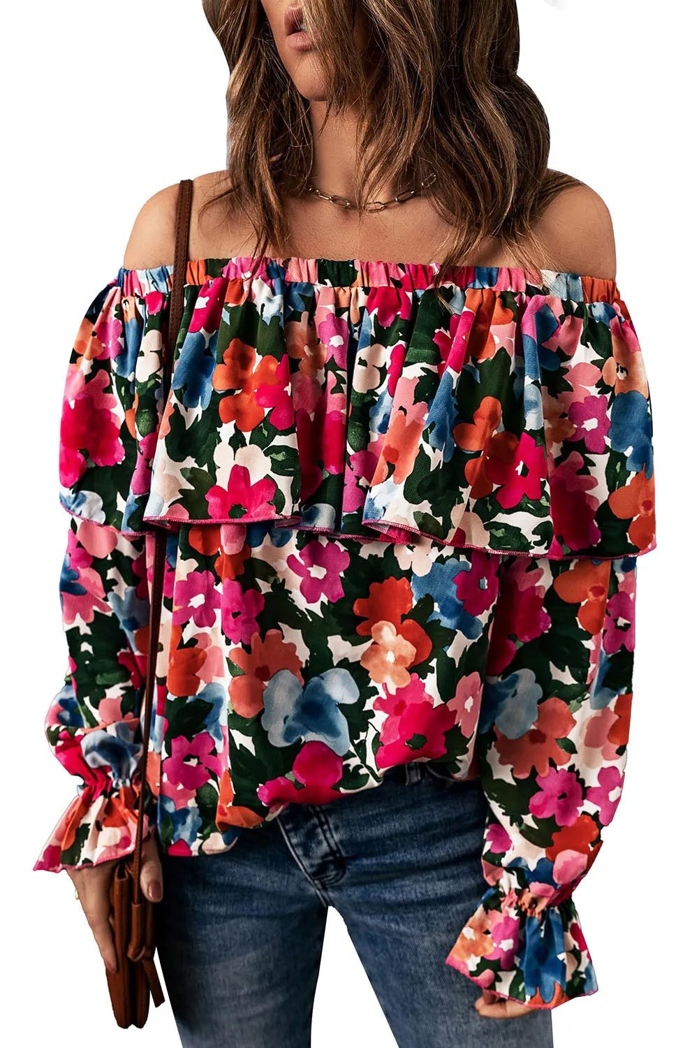 Floral Ruffled Off Shoulder Blouse