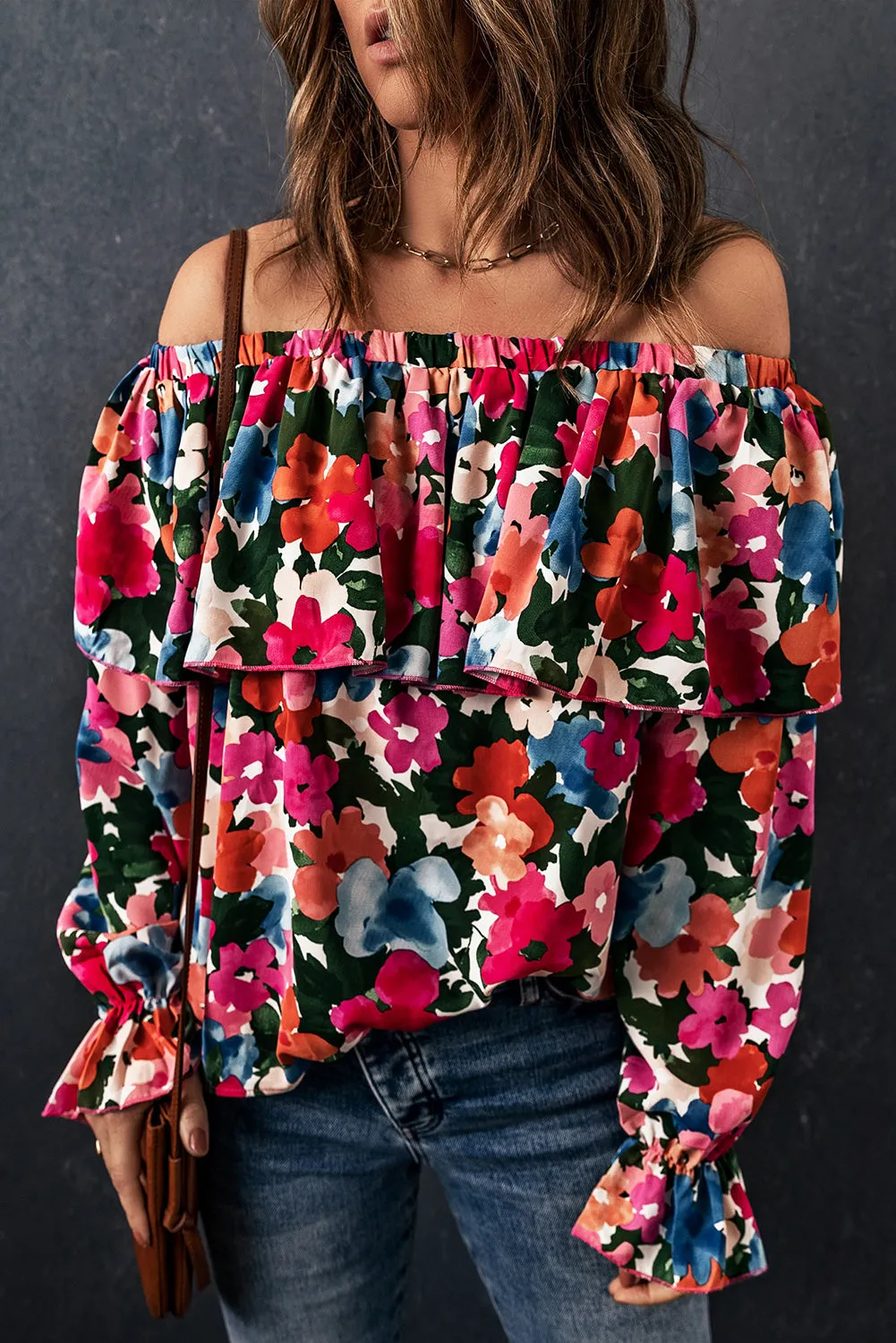 Floral Ruffled Off Shoulder Blouse