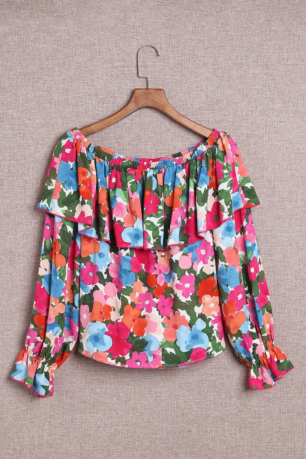 Floral Ruffled Off Shoulder Blouse