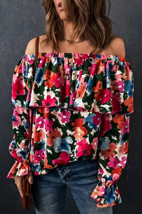 Floral Ruffled Off Shoulder Blouse