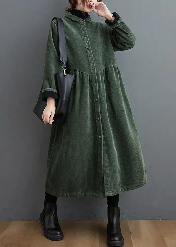 French blackish green corduroy coats Inspiration thick Cinched women coats ( Limited Stock)