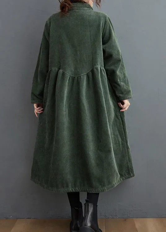 French blackish green corduroy coats Inspiration thick Cinched women coats ( Limited Stock)