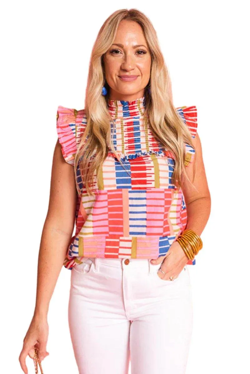 Georgia Vibrant Multicolor Flutter Tank Top