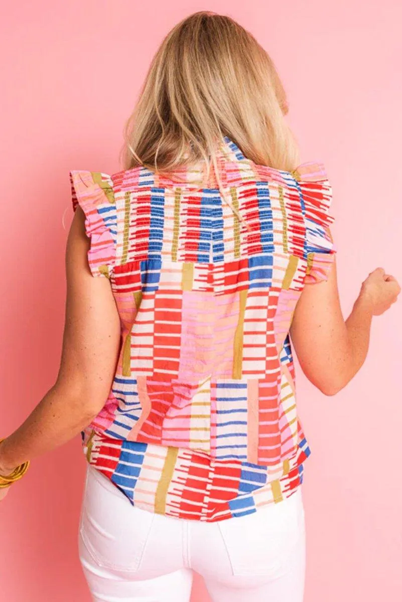 Georgia Vibrant Multicolor Flutter Tank Top