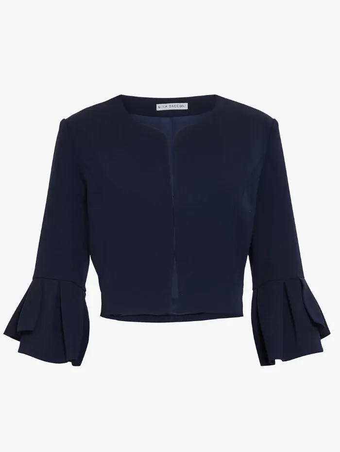 Gina Bacconi Gigi Moss Crepe Bolero Spring Navy Jacket SBZ5628