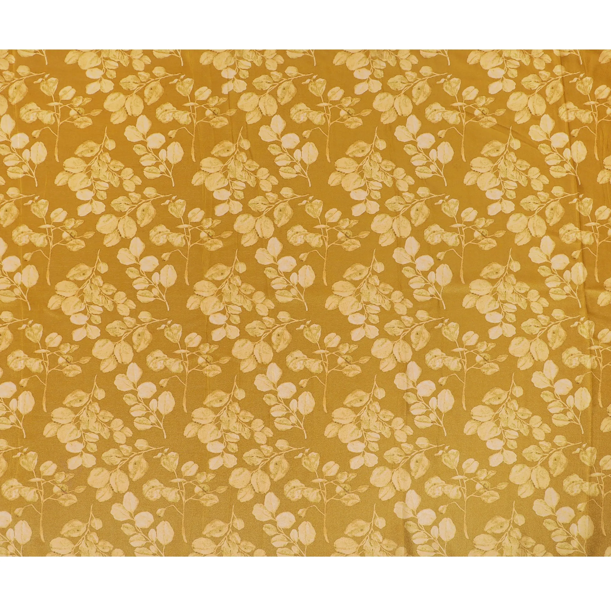 Golden Amber Organza Fabric - Embossed Leaf Motif, 110cm Width, Sumptuous Textured Sheen-D18939