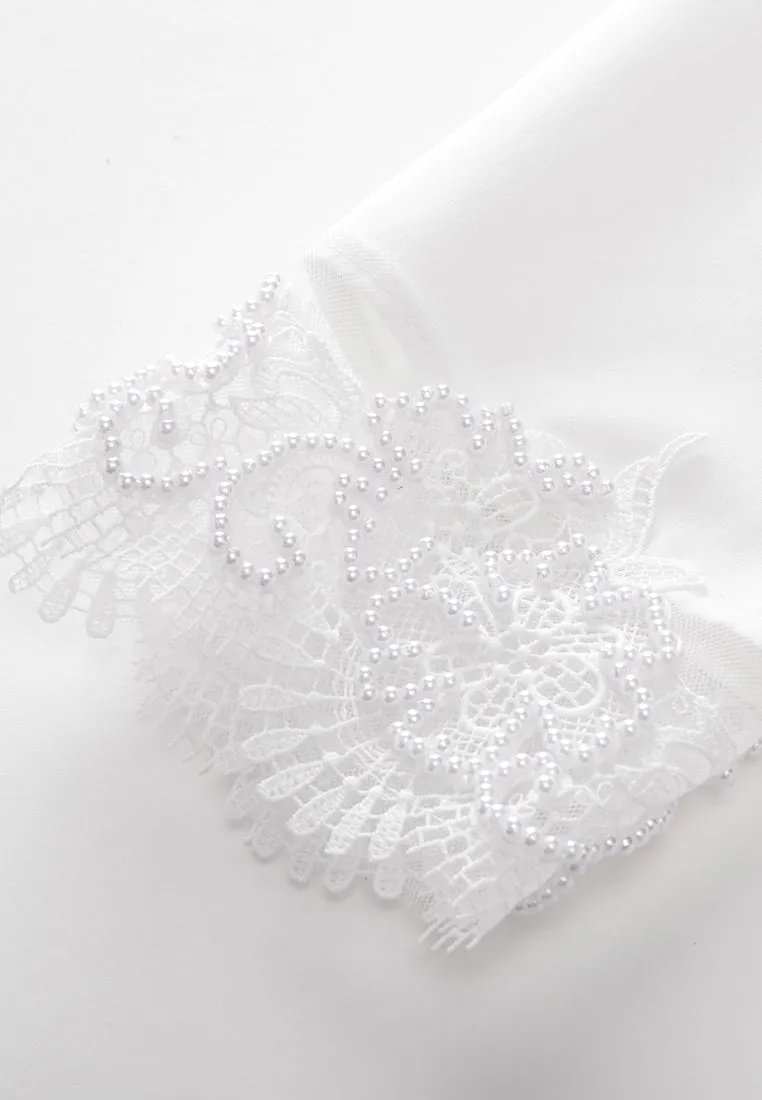 Grace Lace and Pearl Detailed Blouse