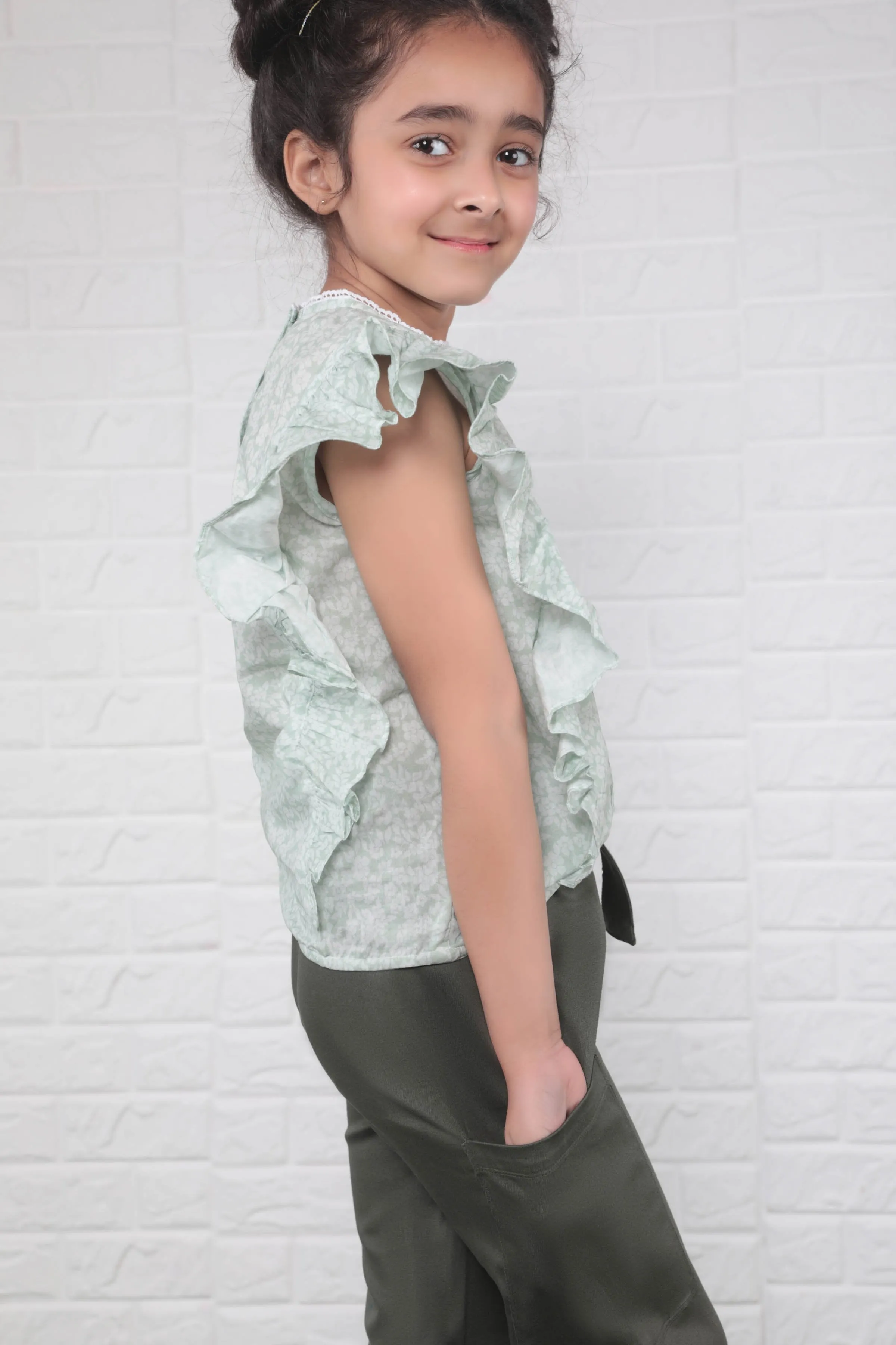 Green Ruffled Blouse