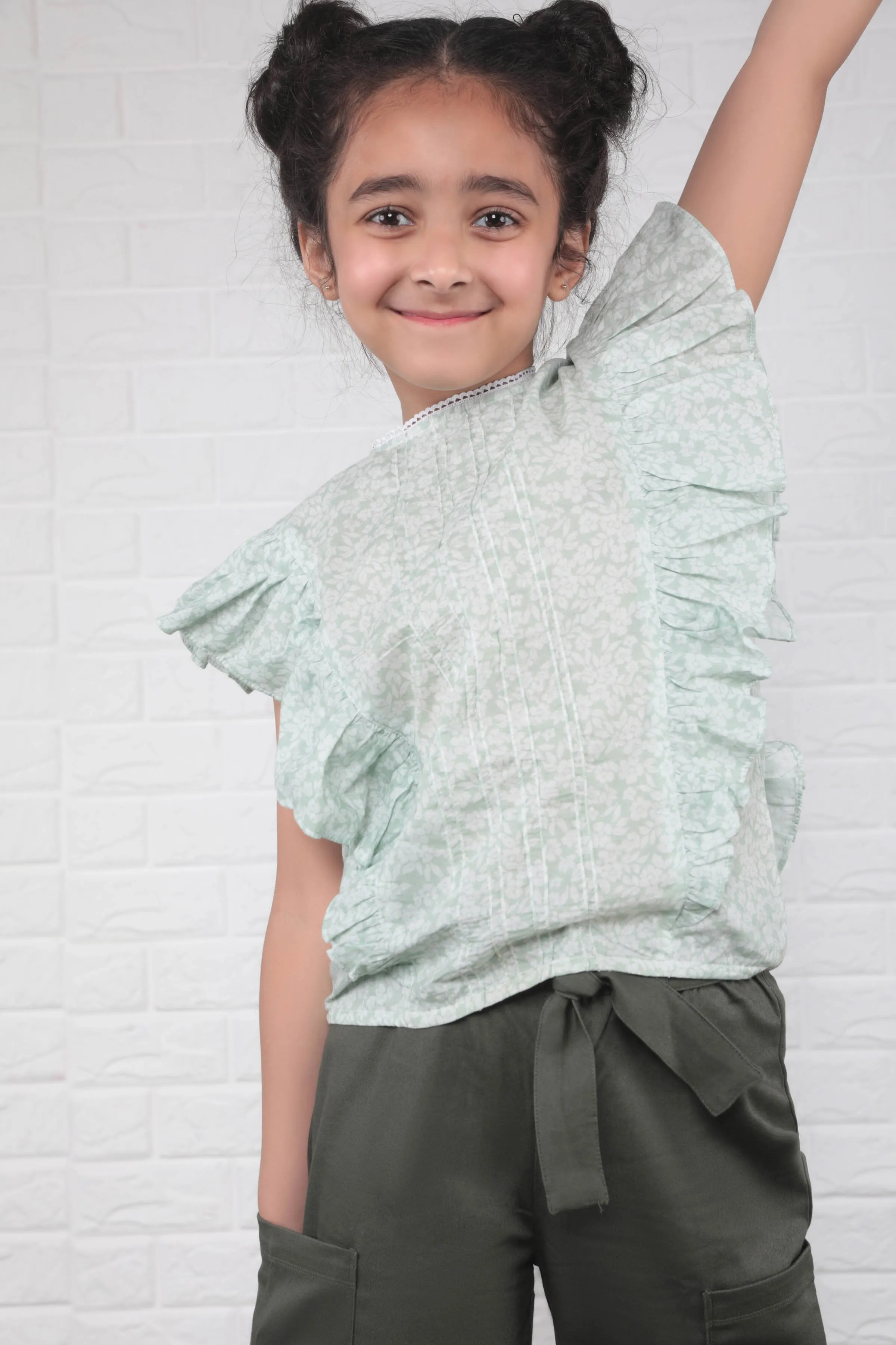 Green Ruffled Blouse