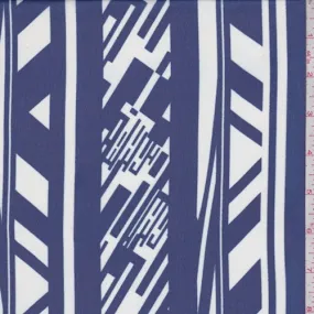 Ink Blue/White Deco Stripe Chiffon Fabric