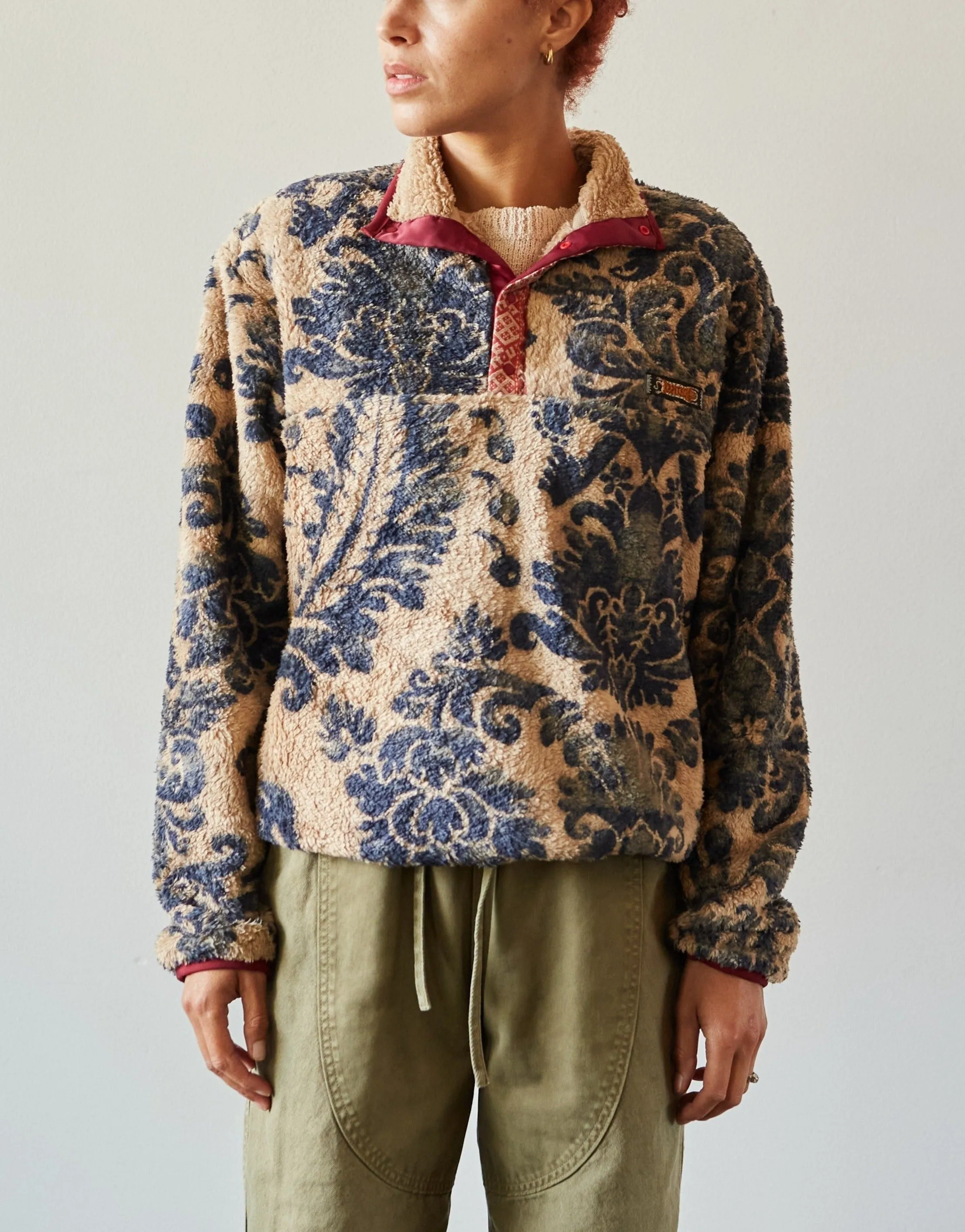 Kapital Damask Fleece Pullover, Beige