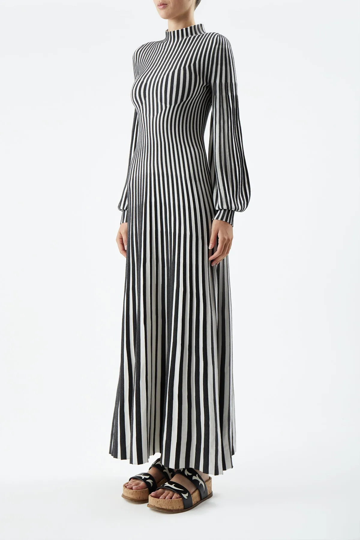 Lee Knit Dress in Charcoal & Ivory Cashmere Silk