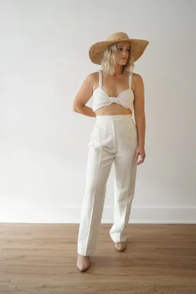 lemon fitted linen trousers