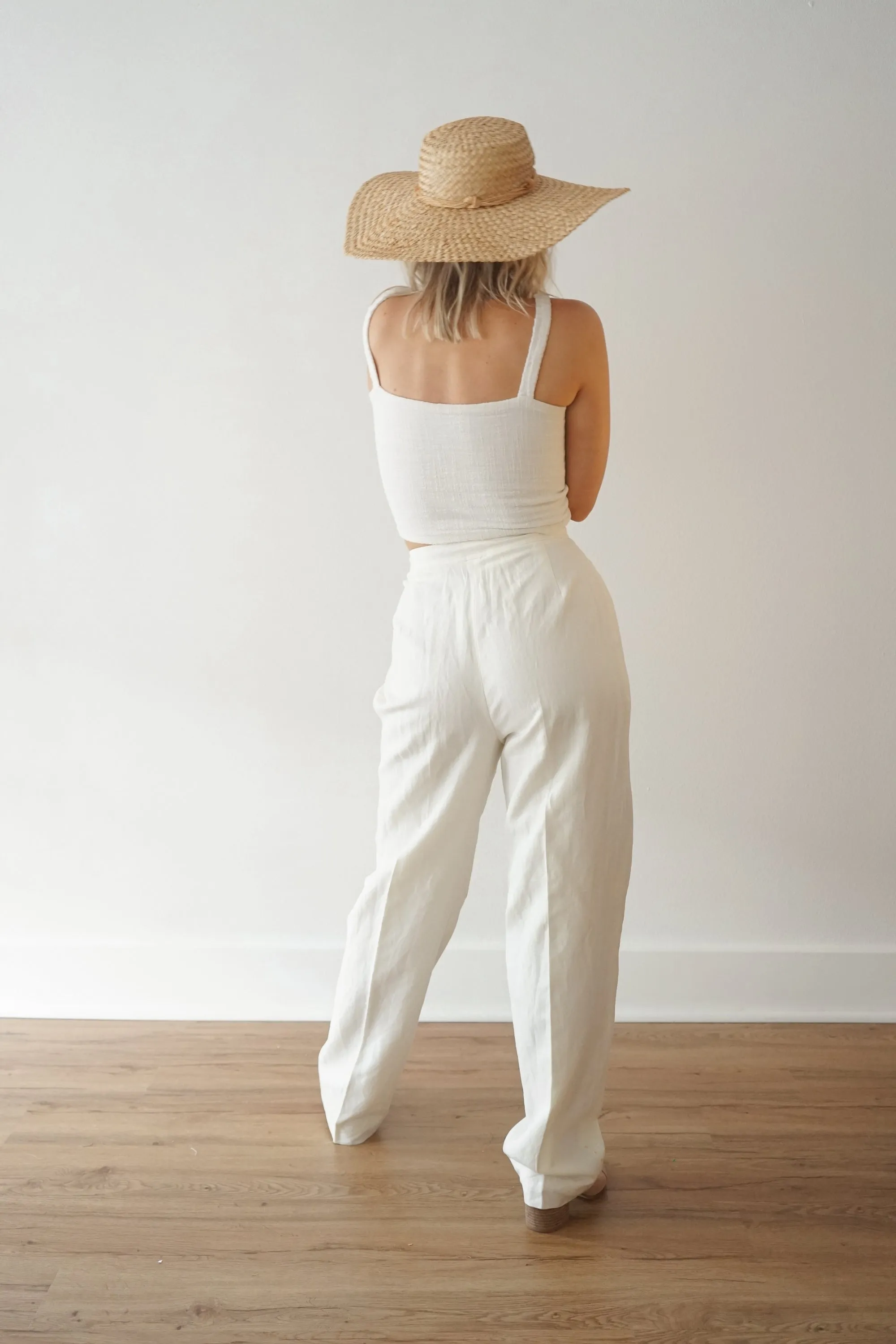 lemon fitted linen trousers